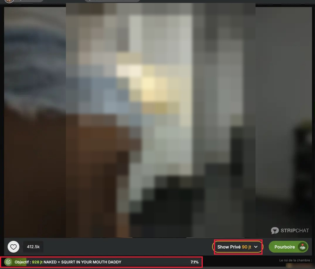 Salle Stripchat : prix du show privé